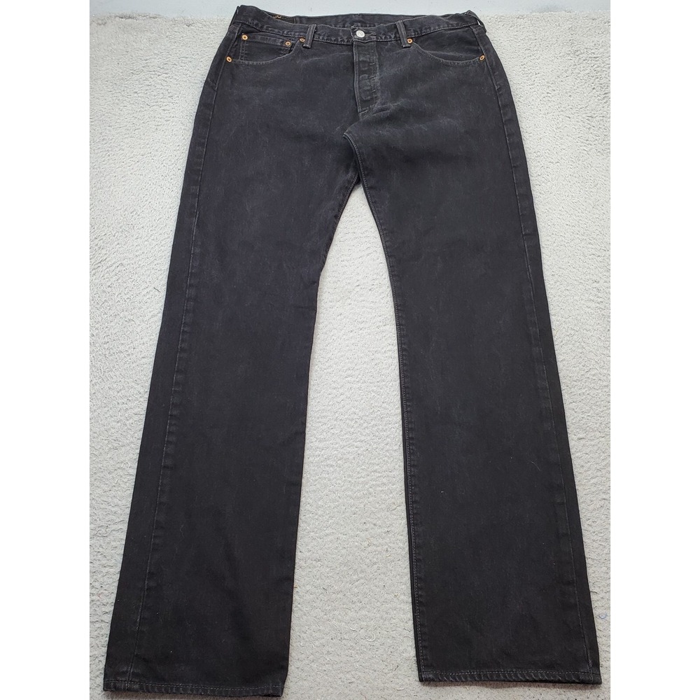 Levi's 501 Straight‎ Leg Jeans Men's 36/36 Black Denim Rad Tab Button Fly